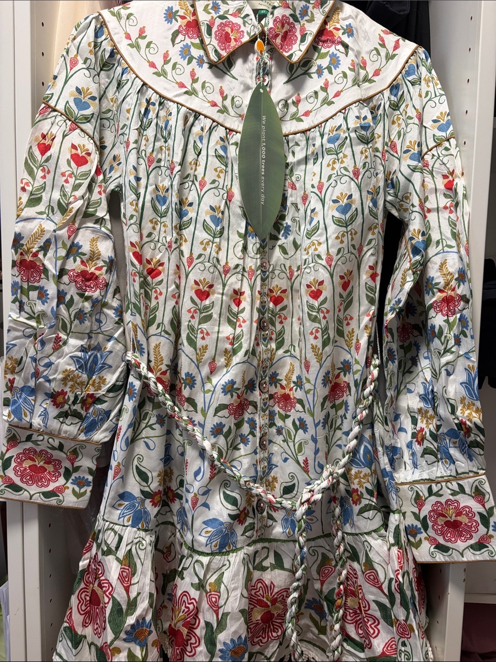 FARM Rio Off White Stitched Garden Mini Dress - Picture 1 of 4